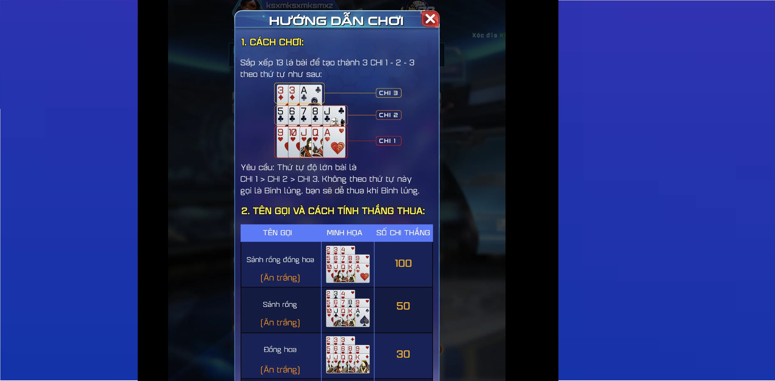 luat choi mau binh can nam